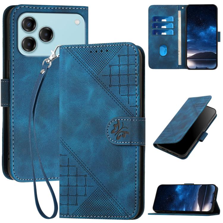 Grid Butterfly Embossed Pattern Leather Phone Case with Lanyard, For ZTE nubia Air Pro 5G, For ZTE nubia Neo 5 Pro 5G, For ZTE nubia Neo 5 5G, For ZTE nubia Neo 5 GT 5G, For ZTE Blade V80 Vita, For ZTE nubia V80 Max, For ZTE Blade A56 Pro              ...