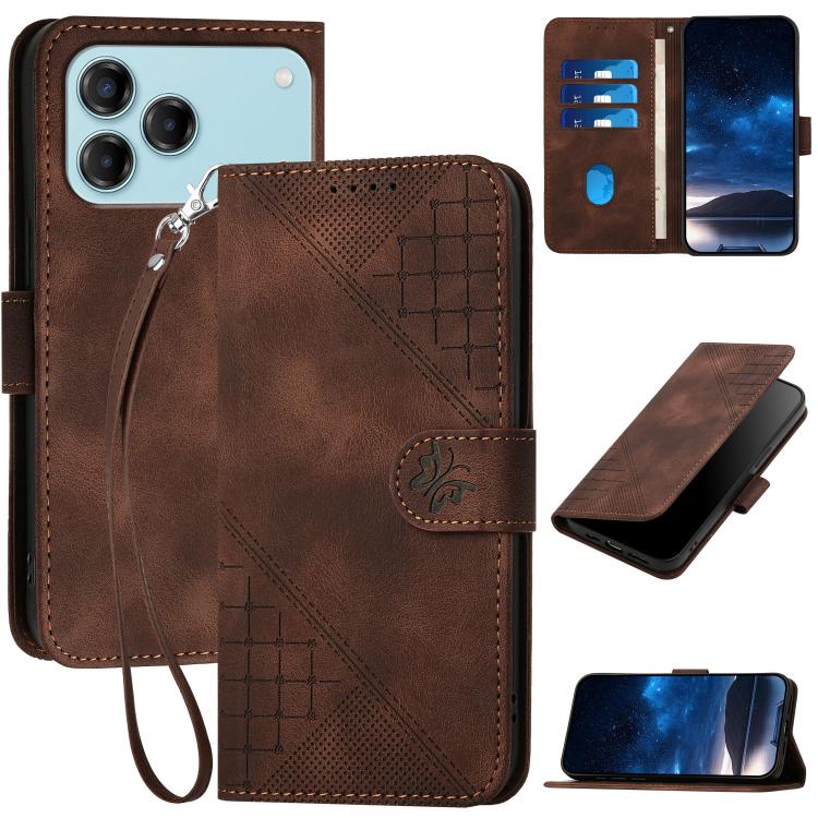 Grid Butterfly Embossed Pattern Leather Phone Case with Lanyard, For ZTE nubia Air Pro 5G, For ZTE nubia Neo 5 Pro 5G, For ZTE nubia Neo 5 5G, For ZTE nubia Neo 5 GT 5G, For ZTE Blade V80 Vita, For ZTE nubia V80 Max, For ZTE Blade A56 Pro              ...