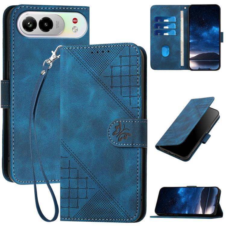 Grid Butterfly Embossed Pattern Leather Phone Case with Lanyard, For ZTE nubia Air Pro 5G, For ZTE nubia Neo 5 Pro 5G, For ZTE nubia Neo 5 5G, For ZTE nubia Neo 5 GT 5G, For ZTE Blade V80 Vita, For ZTE nubia V80 Max, For ZTE Blade A56 Pro              ...