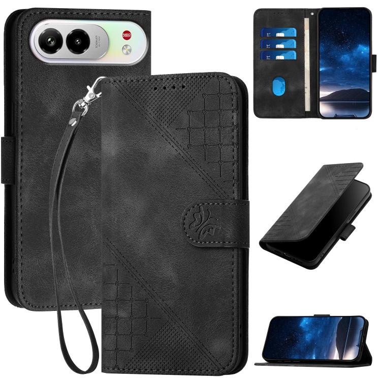 Grid Butterfly Embossed Pattern Leather Phone Case with Lanyard, For ZTE nubia Air Pro 5G, For ZTE nubia Neo 5 Pro 5G, For ZTE nubia Neo 5 5G, For ZTE nubia Neo 5 GT 5G, For ZTE Blade V80 Vita, For ZTE nubia V80 Max, For ZTE Blade A56 Pro              ...