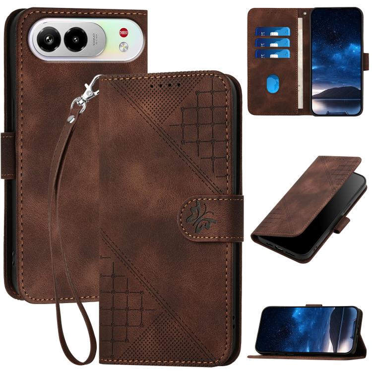 Grid Butterfly Embossed Pattern Leather Phone Case with Lanyard, For ZTE nubia Air Pro 5G, For ZTE nubia Neo 5 Pro 5G, For ZTE nubia Neo 5 5G, For ZTE nubia Neo 5 GT 5G, For ZTE Blade V80 Vita, For ZTE nubia V80 Max, For ZTE Blade A56 Pro              ...