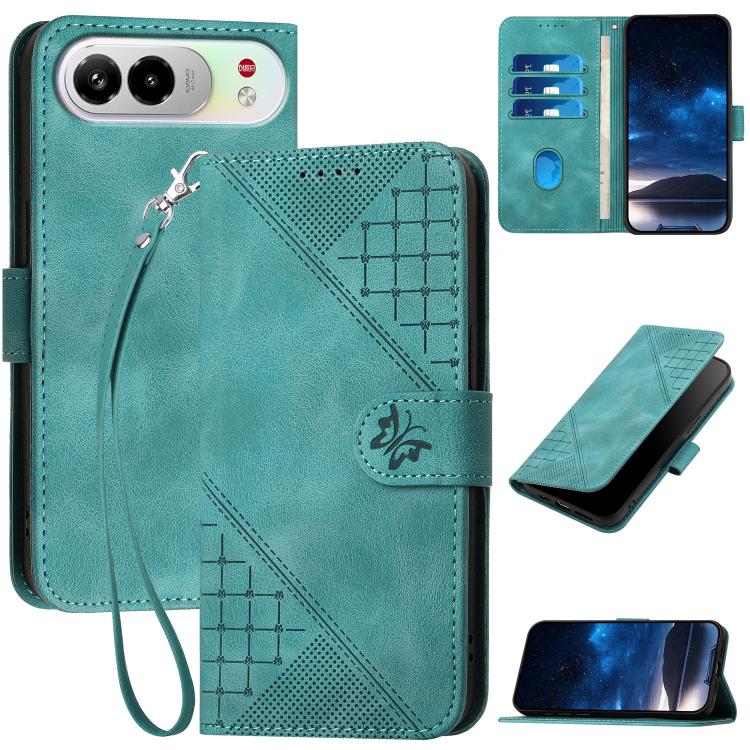 Grid Butterfly Embossed Pattern Leather Phone Case with Lanyard, For ZTE nubia Air Pro 5G, For ZTE nubia Neo 5 Pro 5G, For ZTE nubia Neo 5 5G, For ZTE nubia Neo 5 GT 5G, For ZTE Blade V80 Vita, For ZTE nubia V80 Max, For ZTE Blade A56 Pro              ...