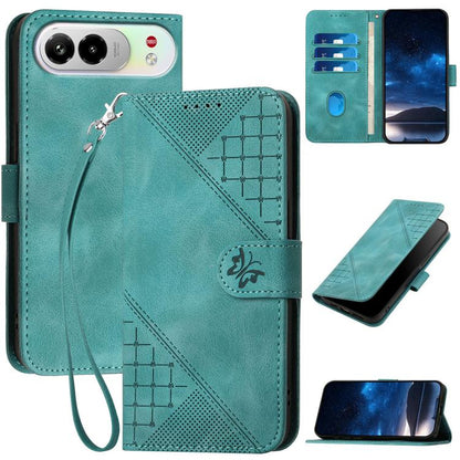 Grid Butterfly Embossed Pattern Leather Phone Case with Lanyard, For ZTE nubia Air Pro 5G, For ZTE nubia Neo 5 Pro 5G, For ZTE nubia Neo 5 5G, For ZTE nubia Neo 5 GT 5G, For ZTE Blade V80 Vita, For ZTE nubia V80 Max, For ZTE Blade A56 Pro              ...