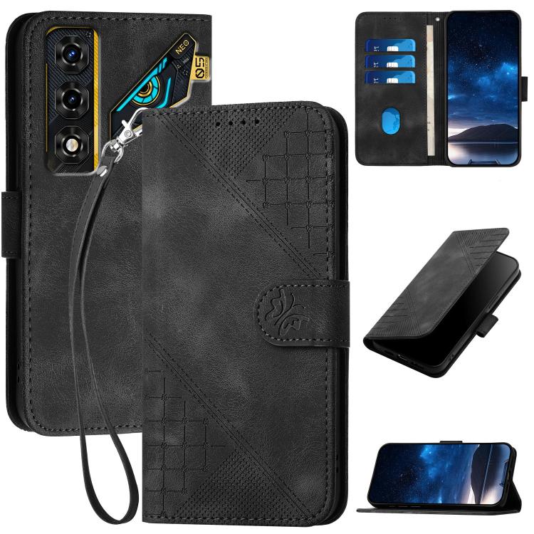 Grid Butterfly Embossed Pattern Leather Phone Case with Lanyard, For ZTE nubia Air Pro 5G, For ZTE nubia Neo 5 Pro 5G, For ZTE nubia Neo 5 5G, For ZTE nubia Neo 5 GT 5G, For ZTE Blade V80 Vita, For ZTE nubia V80 Max, For ZTE Blade A56 Pro              ...