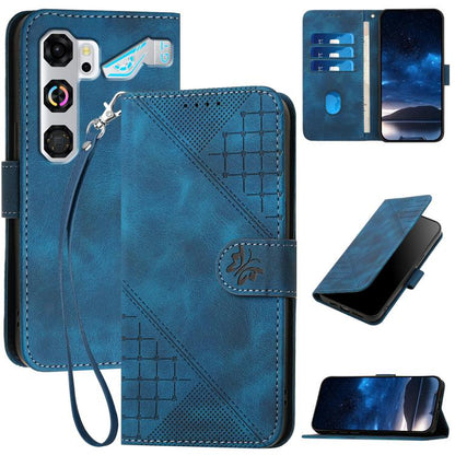 Grid Butterfly Embossed Pattern Leather Phone Case with Lanyard, For ZTE nubia Air Pro 5G, For ZTE nubia Neo 5 Pro 5G, For ZTE nubia Neo 5 5G, For ZTE nubia Neo 5 GT 5G, For ZTE Blade V80 Vita, For ZTE nubia V80 Max, For ZTE Blade A56 Pro              ...