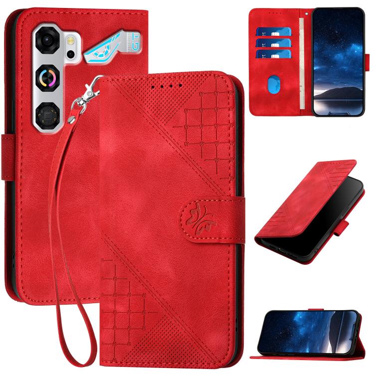 Grid Butterfly Embossed Pattern Leather Phone Case with Lanyard, For ZTE nubia Air Pro 5G, For ZTE nubia Neo 5 Pro 5G, For ZTE nubia Neo 5 5G, For ZTE nubia Neo 5 GT 5G, For ZTE Blade V80 Vita, For ZTE nubia V80 Max, For ZTE Blade A56 Pro              ...