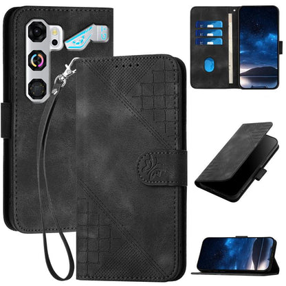 Grid Butterfly Embossed Pattern Leather Phone Case with Lanyard, For ZTE nubia Air Pro 5G, For ZTE nubia Neo 5 Pro 5G, For ZTE nubia Neo 5 5G, For ZTE nubia Neo 5 GT 5G, For ZTE Blade V80 Vita, For ZTE nubia V80 Max, For ZTE Blade A56 Pro              ...