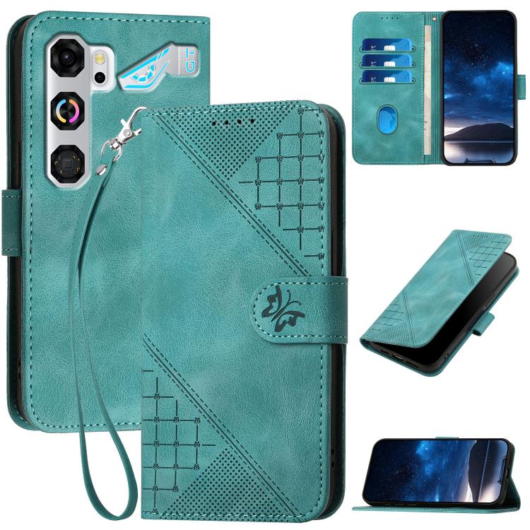 Grid Butterfly Embossed Pattern Leather Phone Case with Lanyard, For ZTE nubia Air Pro 5G, For ZTE nubia Neo 5 Pro 5G, For ZTE nubia Neo 5 5G, For ZTE nubia Neo 5 GT 5G, For ZTE Blade V80 Vita, For ZTE nubia V80 Max, For ZTE Blade A56 Pro              ...