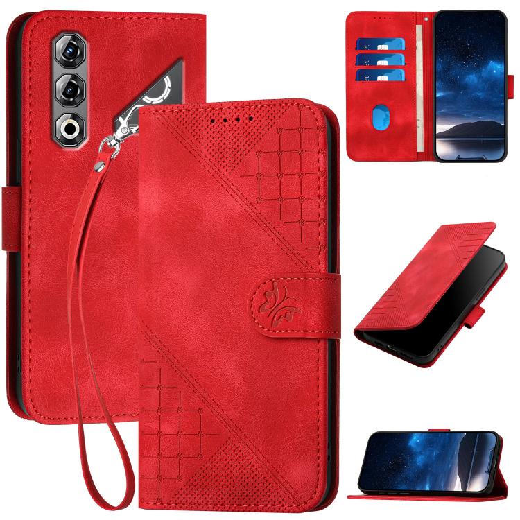 Grid Butterfly Embossed Pattern Leather Phone Case with Lanyard, For ZTE nubia Air Pro 5G, For ZTE nubia Neo 5 Pro 5G, For ZTE nubia Neo 5 5G, For ZTE nubia Neo 5 GT 5G, For ZTE Blade V80 Vita, For ZTE nubia V80 Max, For ZTE Blade A56 Pro              ...