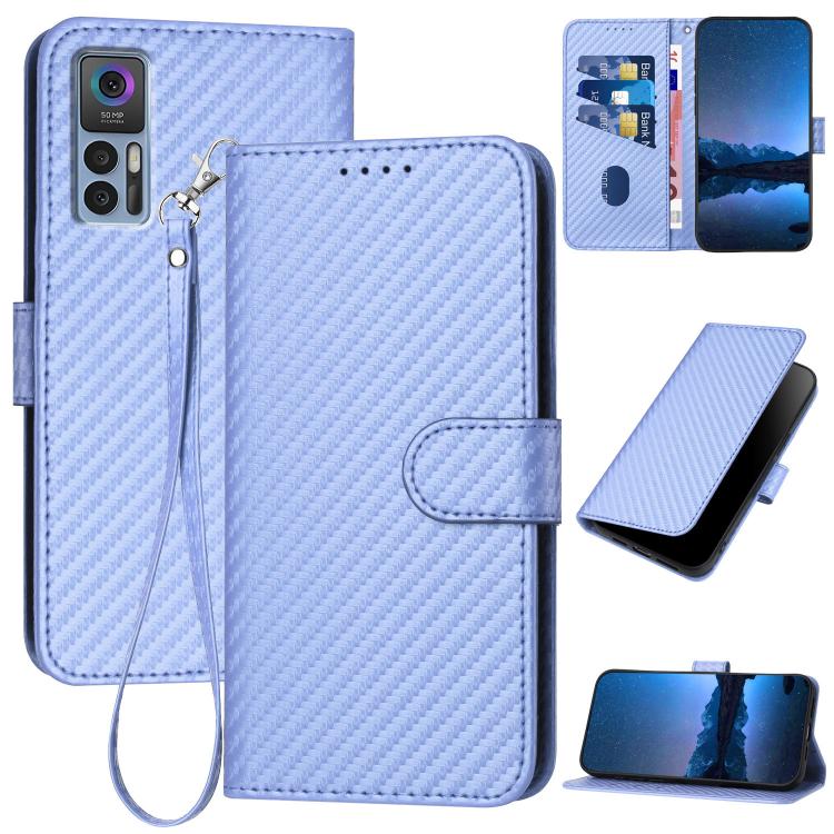 YX0070 Carbon Fiber Buckle Leather Phone Case with Lanyard, For TCL 40 R 5G, For TCL 30 XL, For TCL 305 / 306 / 30E / 30 SE, For TCL Stylus 5G, For TCL 30T, For TCL 30 5G / 30+, For TCL 30 XE 5G, For TCL 20 R 5G