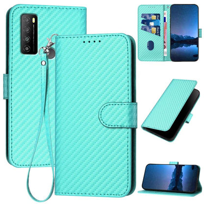 YX0070 Carbon Fiber Buckle Leather Phone Case with Lanyard, For TCL 40 R 5G, For TCL 30 XL, For TCL 305 / 306 / 30E / 30 SE, For TCL Stylus 5G, For TCL 30T, For TCL 30 5G / 30+, For TCL 30 XE 5G, For TCL 20 R 5G