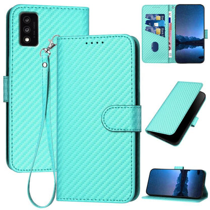 YX0070 Carbon Fiber Buckle Leather Phone Case with Lanyard, For TCL 40 R 5G, For TCL 30 XL, For TCL 305 / 306 / 30E / 30 SE, For TCL Stylus 5G, For TCL 30T, For TCL 30 5G / 30+, For TCL 30 XE 5G, For TCL 20 R 5G