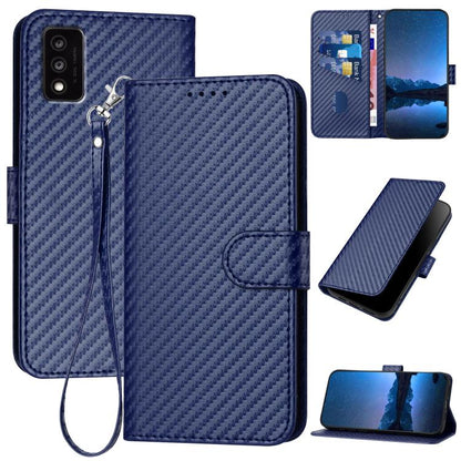 YX0070 Carbon Fiber Buckle Leather Phone Case with Lanyard, For TCL 40 R 5G, For TCL 30 XL, For TCL 305 / 306 / 30E / 30 SE, For TCL Stylus 5G, For TCL 30T, For TCL 30 5G / 30+, For TCL 30 XE 5G, For TCL 20 R 5G