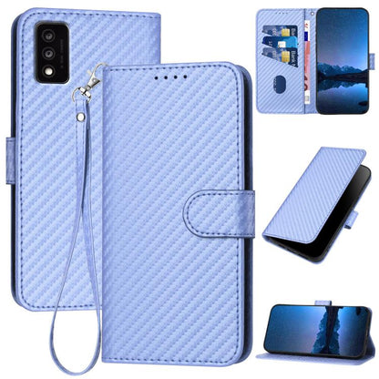 YX0070 Carbon Fiber Buckle Leather Phone Case with Lanyard, For TCL 40 R 5G, For TCL 30 XL, For TCL 305 / 306 / 30E / 30 SE, For TCL Stylus 5G, For TCL 30T, For TCL 30 5G / 30+, For TCL 30 XE 5G, For TCL 20 R 5G