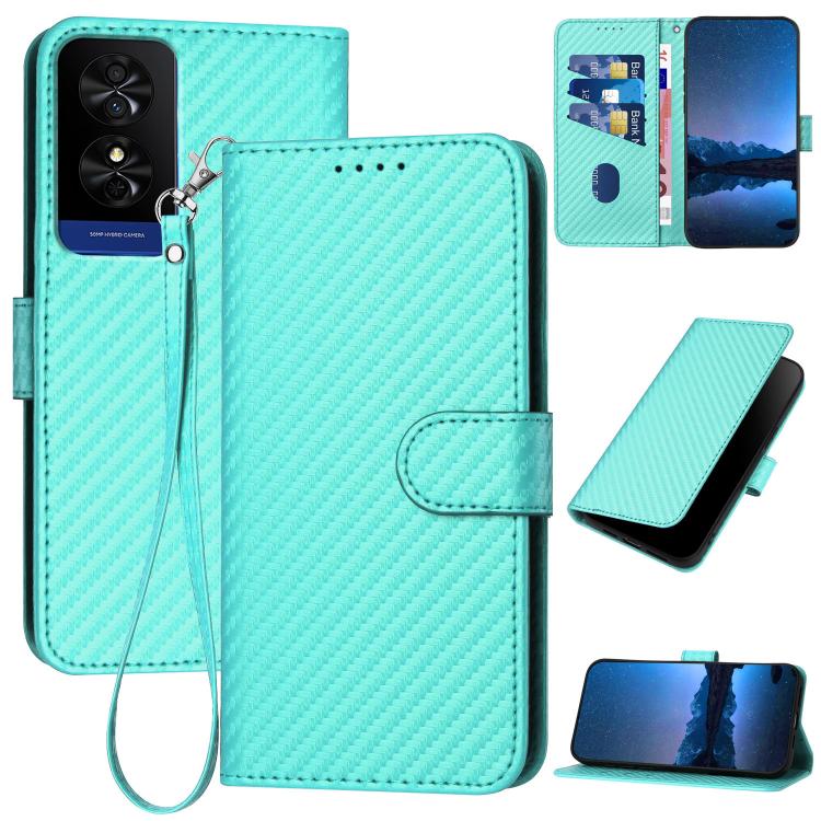 YX0070 Carbon Fiber Buckle Leather Phone Case with Lanyard, For TCL K70 5G, For TCL K70 SE T453D, For TCL K70 Power 4G, For TCL NxtPaper 70 Pro 5G, For TCL 60 SE NxtPaper 5G, For TCL 60 SE / TCL 605, For TCL 60R 5G, For TCL 503                         ...