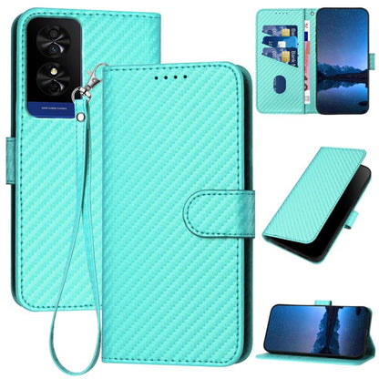YX0070 Carbon Fiber Buckle Leather Phone Case with Lanyard, For TCL K70 5G, For TCL K70 SE T453D, For TCL K70 Power 4G, For TCL NxtPaper 70 Pro 5G, For TCL 60 SE NxtPaper 5G, For TCL 60 SE / TCL 605, For TCL 60R 5G, For TCL 503                         ...