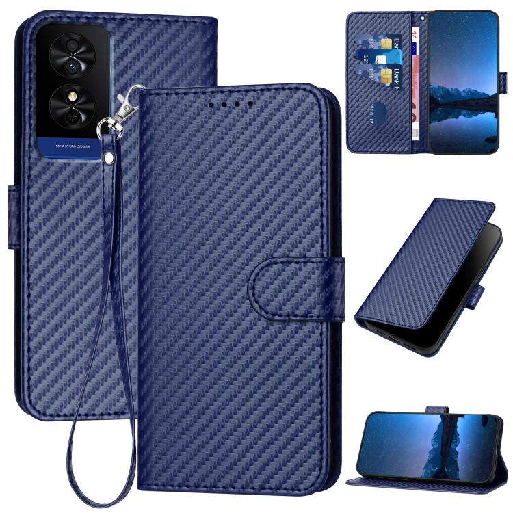YX0070 Carbon Fiber Buckle Leather Phone Case with Lanyard, For TCL K70 5G, For TCL K70 SE T453D, For TCL K70 Power 4G, For TCL NxtPaper 70 Pro 5G, For TCL 60 SE NxtPaper 5G, For TCL 60 SE / TCL 605, For TCL 60R 5G, For TCL 503                         ...