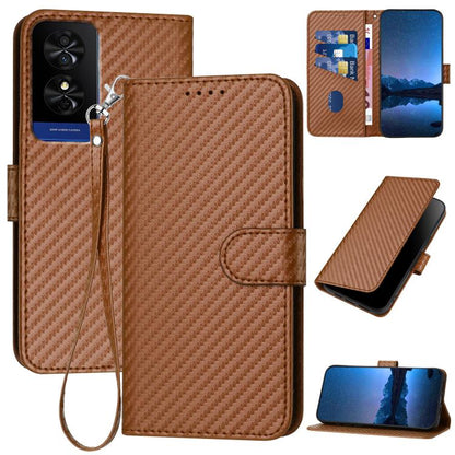 YX0070 Carbon Fiber Buckle Leather Phone Case with Lanyard, For TCL K70 5G, For TCL K70 SE T453D, For TCL K70 Power 4G, For TCL NxtPaper 70 Pro 5G, For TCL 60 SE NxtPaper 5G, For TCL 60 SE / TCL 605, For TCL 60R 5G, For TCL 503                         ...