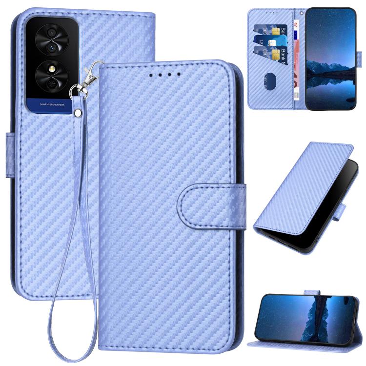 YX0070 Carbon Fiber Buckle Leather Phone Case with Lanyard, For TCL K70 5G, For TCL K70 SE T453D, For TCL K70 Power 4G, For TCL NxtPaper 70 Pro 5G, For TCL 60 SE NxtPaper 5G, For TCL 60 SE / TCL 605, For TCL 60R 5G, For TCL 503                         ...