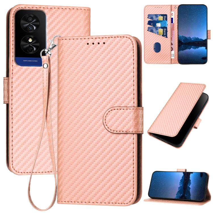 YX0070 Carbon Fiber Buckle Leather Phone Case with Lanyard, For TCL K70 5G, For TCL K70 SE T453D, For TCL K70 Power 4G, For TCL NxtPaper 70 Pro 5G, For TCL 60 SE NxtPaper 5G, For TCL 60 SE / TCL 605, For TCL 60R 5G, For TCL 503                         ...