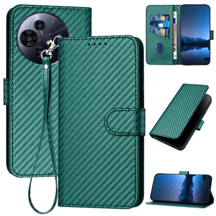 YX0070 Carbon Fiber Buckle Leather Phone Case with Lanyard, For TCL K70 5G, For TCL K70 SE T453D, For TCL K70 Power 4G, For TCL NxtPaper 70 Pro 5G, For TCL 60 SE NxtPaper 5G, For TCL 60 SE / TCL 605, For TCL 60R 5G, For TCL 503                         ...