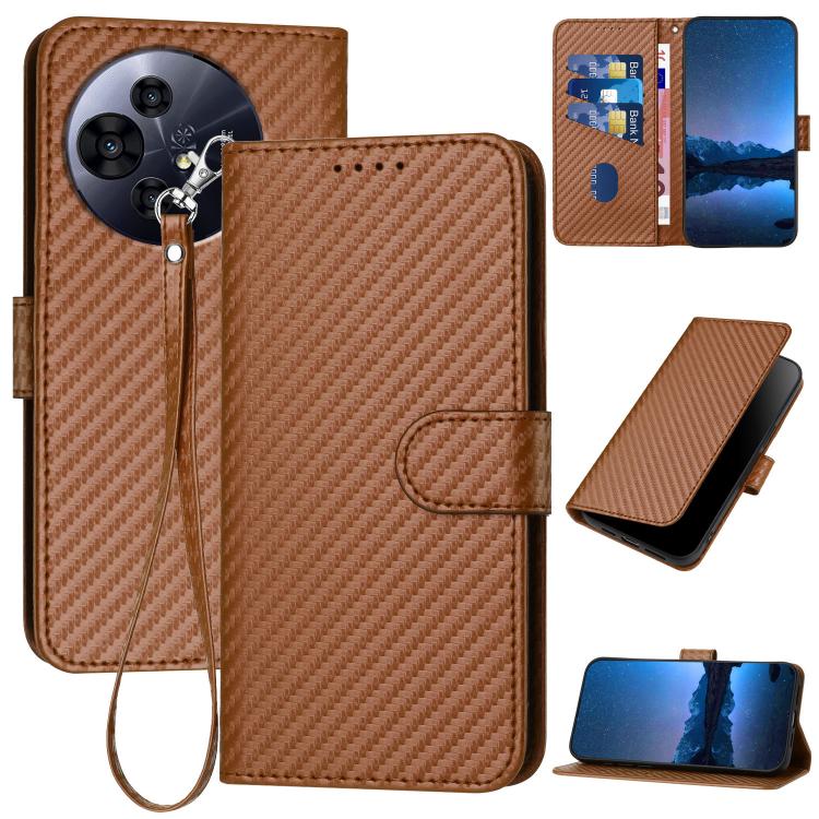 YX0070 Carbon Fiber Buckle Leather Phone Case with Lanyard, For TCL K70 5G, For TCL K70 SE T453D, For TCL K70 Power 4G, For TCL NxtPaper 70 Pro 5G, For TCL 60 SE NxtPaper 5G, For TCL 60 SE / TCL 605, For TCL 60R 5G, For TCL 503                         ...