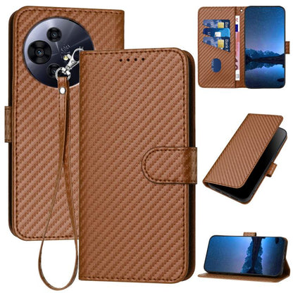 YX0070 Carbon Fiber Buckle Leather Phone Case with Lanyard, For TCL K70 5G, For TCL K70 SE T453D, For TCL K70 Power 4G, For TCL NxtPaper 70 Pro 5G, For TCL 60 SE NxtPaper 5G, For TCL 60 SE / TCL 605, For TCL 60R 5G, For TCL 503                         ...