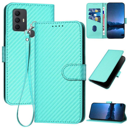 YX0070 Carbon Fiber Buckle Leather Phone Case with Lanyard, For TCL 40 R 5G, For TCL 30 XL, For TCL 305 / 306 / 30E / 30 SE, For TCL Stylus 5G, For TCL 30T, For TCL 30 5G / 30+, For TCL 30 XE 5G, For TCL 20 R 5G