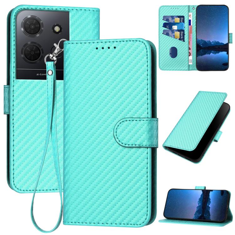 YX0070 Carbon Fiber Buckle Leather Phone Case with Lanyard, For TCL K70 5G, For TCL K70 SE T453D, For TCL K70 Power 4G, For TCL NxtPaper 70 Pro 5G, For TCL 60 SE NxtPaper 5G, For TCL 60 SE / TCL 605, For TCL 60R 5G, For TCL 503                         ...