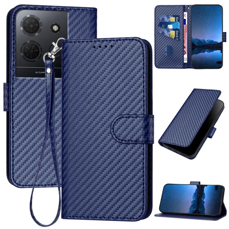 YX0070 Carbon Fiber Buckle Leather Phone Case with Lanyard, For TCL K70 5G, For TCL K70 SE T453D, For TCL K70 Power 4G, For TCL NxtPaper 70 Pro 5G, For TCL 60 SE NxtPaper 5G, For TCL 60 SE / TCL 605, For TCL 60R 5G, For TCL 503                         ...