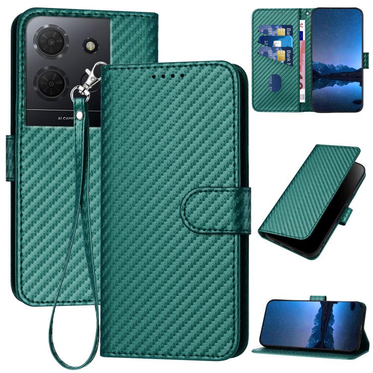 YX0070 Carbon Fiber Buckle Leather Phone Case with Lanyard, For TCL K70 5G, For TCL K70 SE T453D, For TCL K70 Power 4G, For TCL NxtPaper 70 Pro 5G, For TCL 60 SE NxtPaper 5G, For TCL 60 SE / TCL 605, For TCL 60R 5G, For TCL 503                         ...