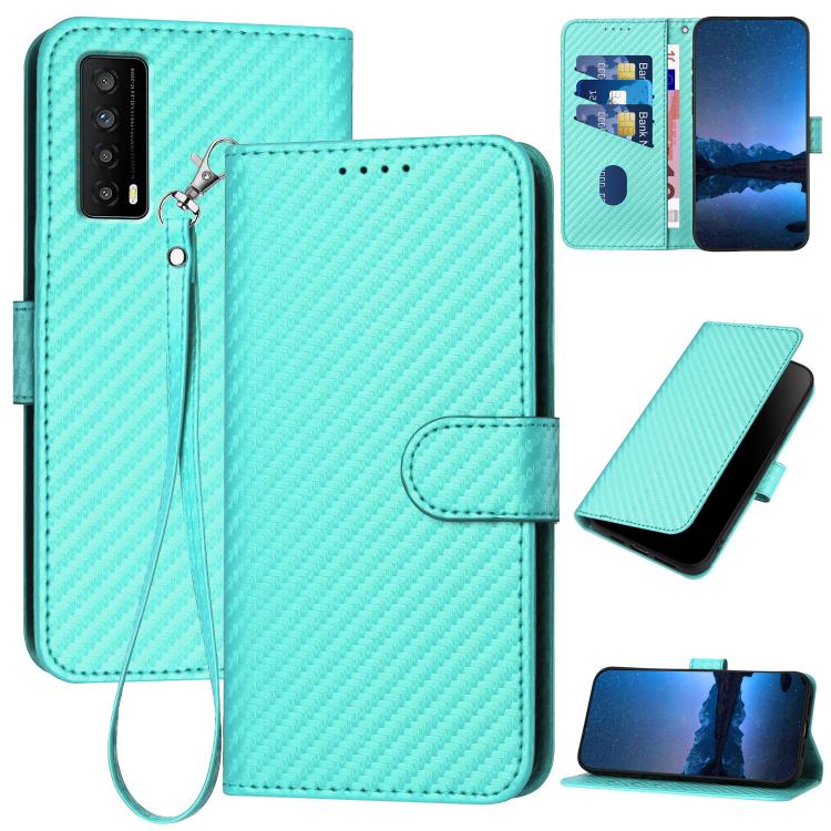 YX0070 Carbon Fiber Buckle Leather Phone Case with Lanyard, For TCL 40 R 5G, For TCL 30 XL, For TCL 305 / 306 / 30E / 30 SE, For TCL Stylus 5G, For TCL 30T, For TCL 30 5G / 30+, For TCL 30 XE 5G, For TCL 20 R 5G