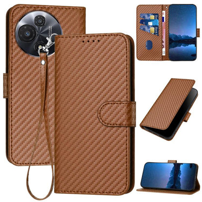 YX0070 Carbon Fiber Buckle Leather Phone Case with Lanyard, For TCL K70 5G, For TCL K70 SE T453D, For TCL K70 Power 4G, For TCL NxtPaper 70 Pro 5G, For TCL 60 SE NxtPaper 5G, For TCL 60 SE / TCL 605, For TCL 60R 5G, For TCL 503                         ...
