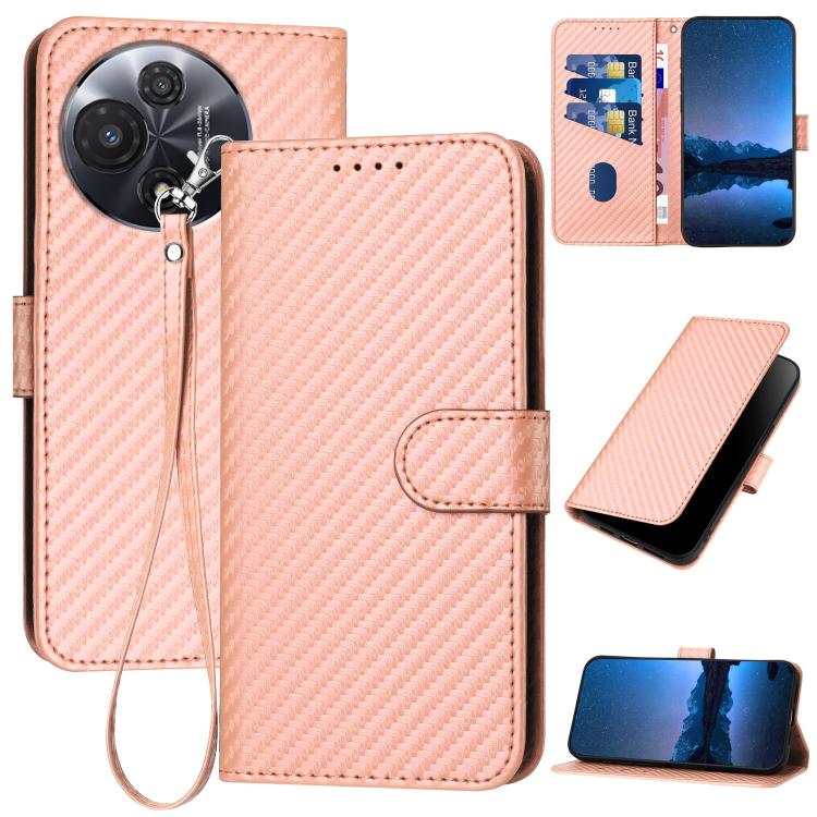 YX0070 Carbon Fiber Buckle Leather Phone Case with Lanyard, For TCL K70 5G, For TCL K70 SE T453D, For TCL K70 Power 4G, For TCL NxtPaper 70 Pro 5G, For TCL 60 SE NxtPaper 5G, For TCL 60 SE / TCL 605, For TCL 60R 5G, For TCL 503                         ...