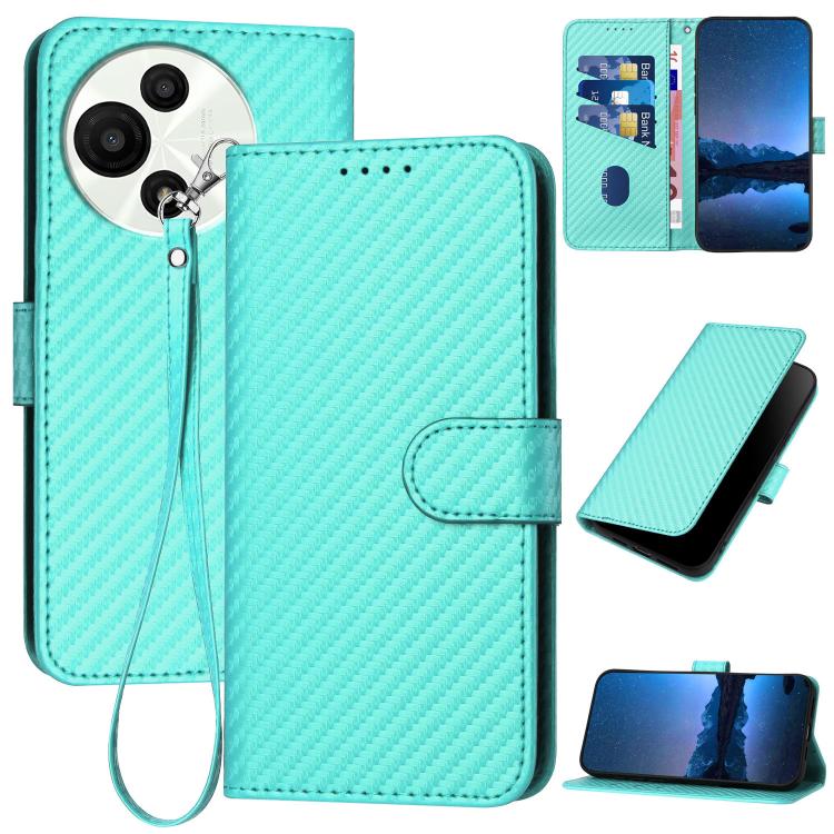 YX0070 Carbon Fiber Buckle Leather Phone Case with Lanyard, For TCL K70 5G, For TCL K70 SE T453D, For TCL K70 Power 4G, For TCL NxtPaper 70 Pro 5G, For TCL 60 SE NxtPaper 5G, For TCL 60 SE / TCL 605, For TCL 60R 5G, For TCL 503                         ...