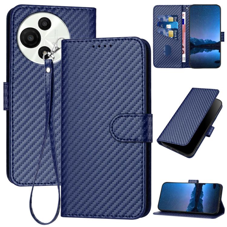 YX0070 Carbon Fiber Buckle Leather Phone Case with Lanyard, For TCL K70 5G, For TCL K70 SE T453D, For TCL K70 Power 4G, For TCL NxtPaper 70 Pro 5G, For TCL 60 SE NxtPaper 5G, For TCL 60 SE / TCL 605, For TCL 60R 5G, For TCL 503                         ...