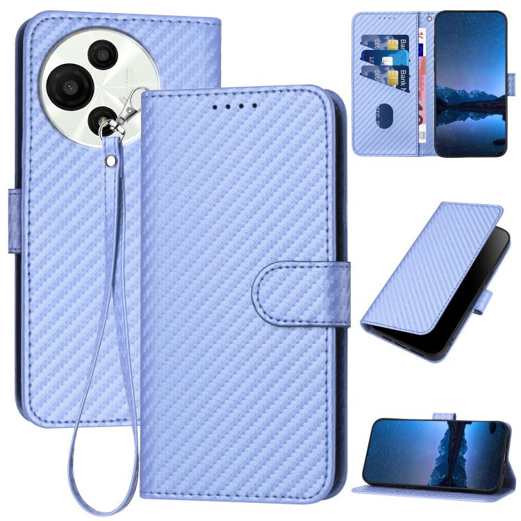 YX0070 Carbon Fiber Buckle Leather Phone Case with Lanyard, For TCL K70 5G, For TCL K70 SE T453D, For TCL K70 Power 4G, For TCL NxtPaper 70 Pro 5G, For TCL 60 SE NxtPaper 5G, For TCL 60 SE / TCL 605, For TCL 60R 5G, For TCL 503                         ...