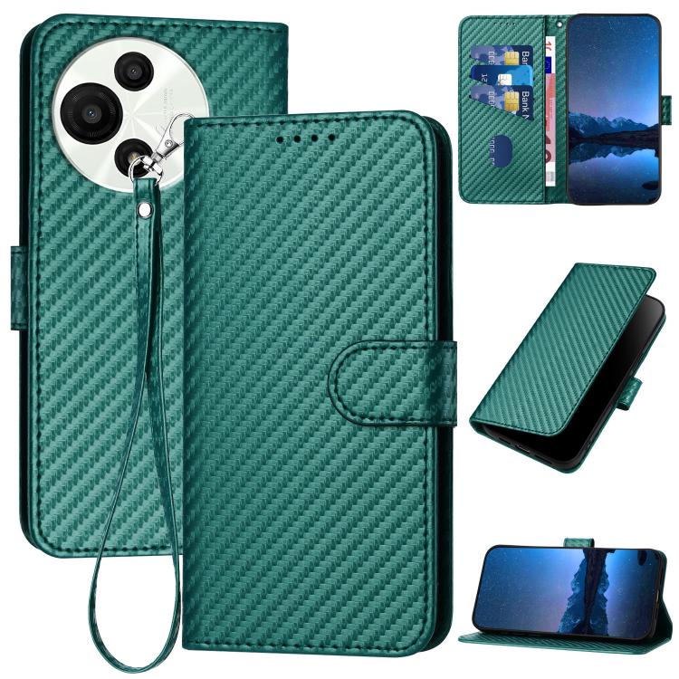 YX0070 Carbon Fiber Buckle Leather Phone Case with Lanyard, For TCL K70 5G, For TCL K70 SE T453D, For TCL K70 Power 4G, For TCL NxtPaper 70 Pro 5G, For TCL 60 SE NxtPaper 5G, For TCL 60 SE / TCL 605, For TCL 60R 5G, For TCL 503                         ...