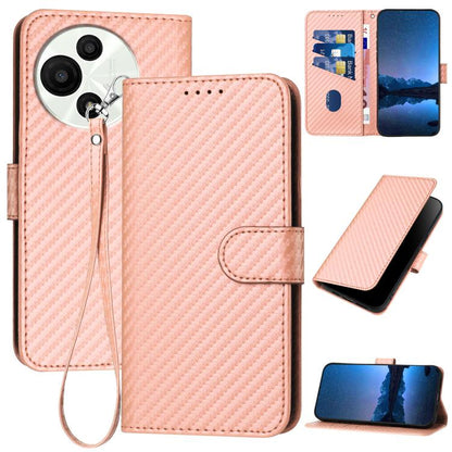 YX0070 Carbon Fiber Buckle Leather Phone Case with Lanyard, For TCL K70 5G, For TCL K70 SE T453D, For TCL K70 Power 4G, For TCL NxtPaper 70 Pro 5G, For TCL 60 SE NxtPaper 5G, For TCL 60 SE / TCL 605, For TCL 60R 5G, For TCL 503                         ...