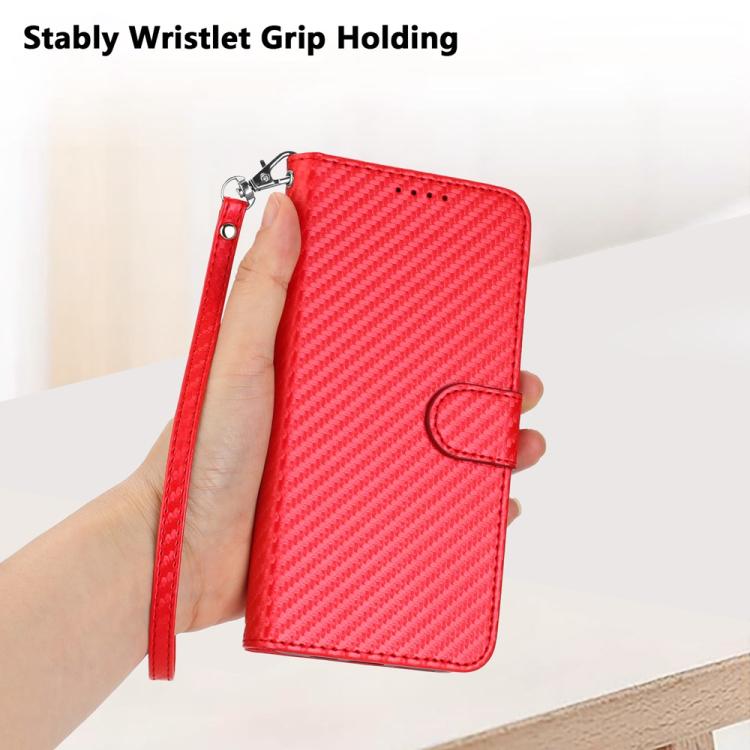 YX0070 Carbon Fiber Buckle Leather Phone Case with Lanyard, For TCL K70 5G, For TCL K70 SE T453D, For TCL K70 Power 4G, For TCL NxtPaper 70 Pro 5G, For TCL 60 SE NxtPaper 5G, For TCL 60 SE / TCL 605, For TCL 60R 5G, For TCL 503                         ...