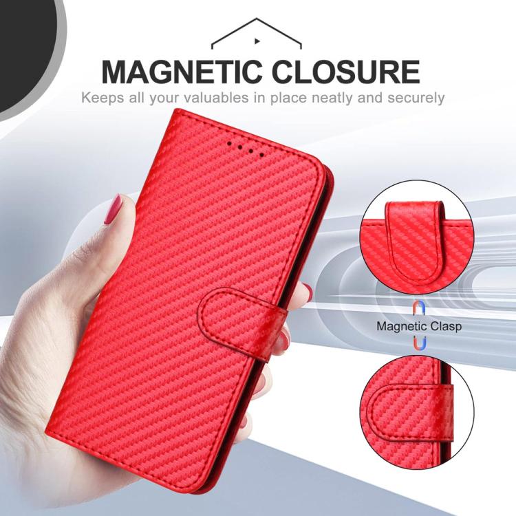 YX0070 Carbon Fiber Buckle Leather Phone Case with Lanyard, For TCL K70 5G, For TCL K70 SE T453D, For TCL K70 Power 4G, For TCL NxtPaper 70 Pro 5G, For TCL 60 SE NxtPaper 5G, For TCL 60 SE / TCL 605, For TCL 60R 5G, For TCL 503                         ...