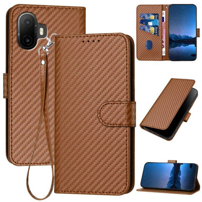 YX0070 Carbon Fiber Buckle Leather Phone Case with Lanyard, For TCL K70 5G, For TCL K70 SE T453D, For TCL K70 Power 4G, For TCL NxtPaper 70 Pro 5G, For TCL 60 SE NxtPaper 5G, For TCL 60 SE / TCL 605, For TCL 60R 5G, For TCL 503                         ...
