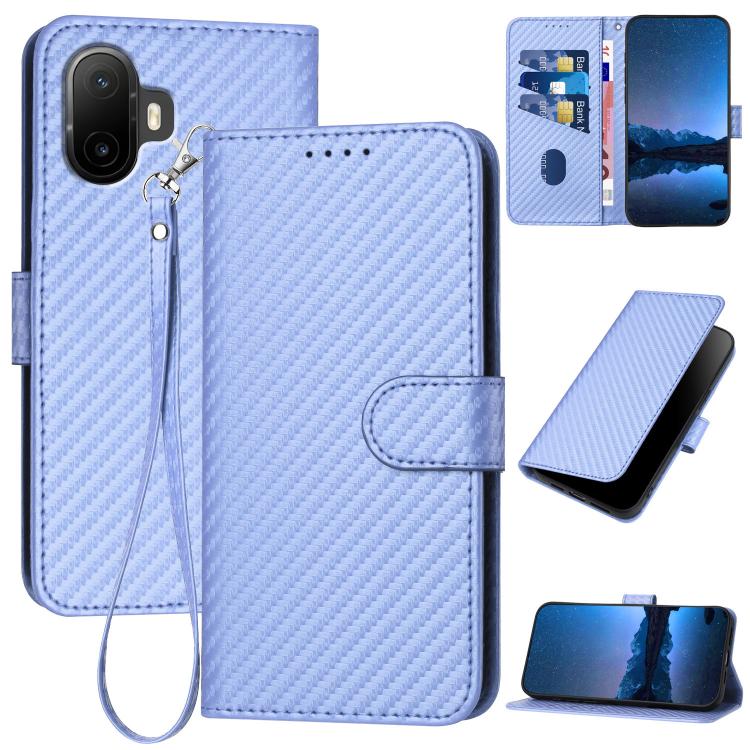 YX0070 Carbon Fiber Buckle Leather Phone Case with Lanyard, For TCL K70 5G, For TCL K70 SE T453D, For TCL K70 Power 4G, For TCL NxtPaper 70 Pro 5G, For TCL 60 SE NxtPaper 5G, For TCL 60 SE / TCL 605, For TCL 60R 5G, For TCL 503                         ...