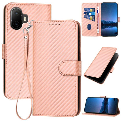 YX0070 Carbon Fiber Buckle Leather Phone Case with Lanyard, For TCL K70 5G, For TCL K70 SE T453D, For TCL K70 Power 4G, For TCL NxtPaper 70 Pro 5G, For TCL 60 SE NxtPaper 5G, For TCL 60 SE / TCL 605, For TCL 60R 5G, For TCL 503                         ...