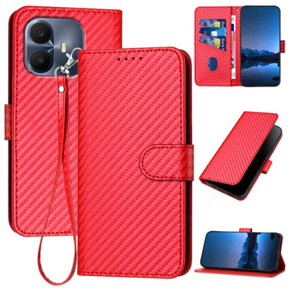 YX0070 Carbon Fiber Buckle Leather Phone Case with Lanyard, For TCL K70 5G, For TCL K70 SE T453D, For TCL K70 Power 4G, For TCL NxtPaper 70 Pro 5G, For TCL 60 SE NxtPaper 5G, For TCL 60 SE / TCL 605, For TCL 60R 5G, For TCL 503                         ...