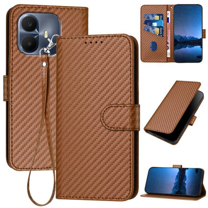 YX0070 Carbon Fiber Buckle Leather Phone Case with Lanyard, For TCL K70 5G, For TCL K70 SE T453D, For TCL K70 Power 4G, For TCL NxtPaper 70 Pro 5G, For TCL 60 SE NxtPaper 5G, For TCL 60 SE / TCL 605, For TCL 60R 5G, For TCL 503                         ...
