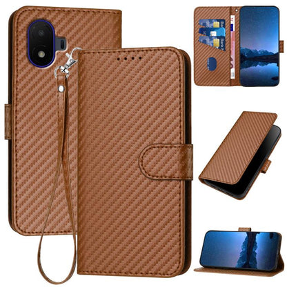 YX0070 Carbon Fiber Buckle Leather Phone Case with Lanyard, For TCL K70 5G, For TCL K70 SE T453D, For TCL K70 Power 4G, For TCL NxtPaper 70 Pro 5G, For TCL 60 SE NxtPaper 5G, For TCL 60 SE / TCL 605, For TCL 60R 5G, For TCL 503                         ...