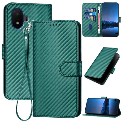 YX0070 Carbon Fiber Buckle Leather Phone Case with Lanyard, For TCL K70 5G, For TCL K70 SE T453D, For TCL K70 Power 4G, For TCL NxtPaper 70 Pro 5G, For TCL 60 SE NxtPaper 5G, For TCL 60 SE / TCL 605, For TCL 60R 5G, For TCL 503                         ...