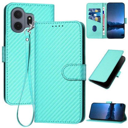 YX0070 Carbon Fiber Buckle Leather Phone Case with Lanyard, For TCL K70 5G, For TCL K70 SE T453D, For TCL K70 Power 4G, For TCL NxtPaper 70 Pro 5G, For TCL 60 SE NxtPaper 5G, For TCL 60 SE / TCL 605, For TCL 60R 5G, For TCL 503                         ...