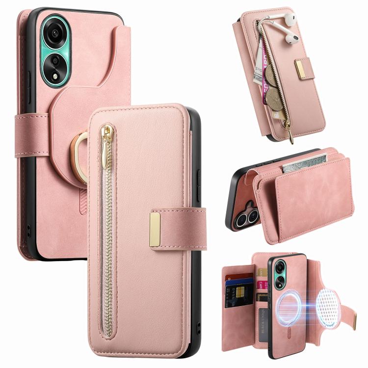 Ring Zipper Wallet RFID Blocking MagSafe Leather Phone Case, For OPPO A6 Global / A6s / A6c / A6t Pro, For OPPO K15 Pro+, For OPPO K15 Pro 5G, For OPPO K12s / K13x / K13, For OPPO Reno13 F, For OPPO Find X8, For OPPO A3 Pro Global / A80 5G             ...